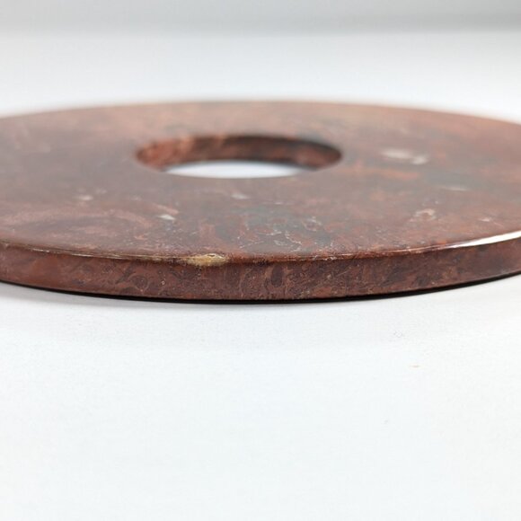 Red stone Bi Disc on metal Stand, hand polished decorative Asian home decor - Picture 7 of 13